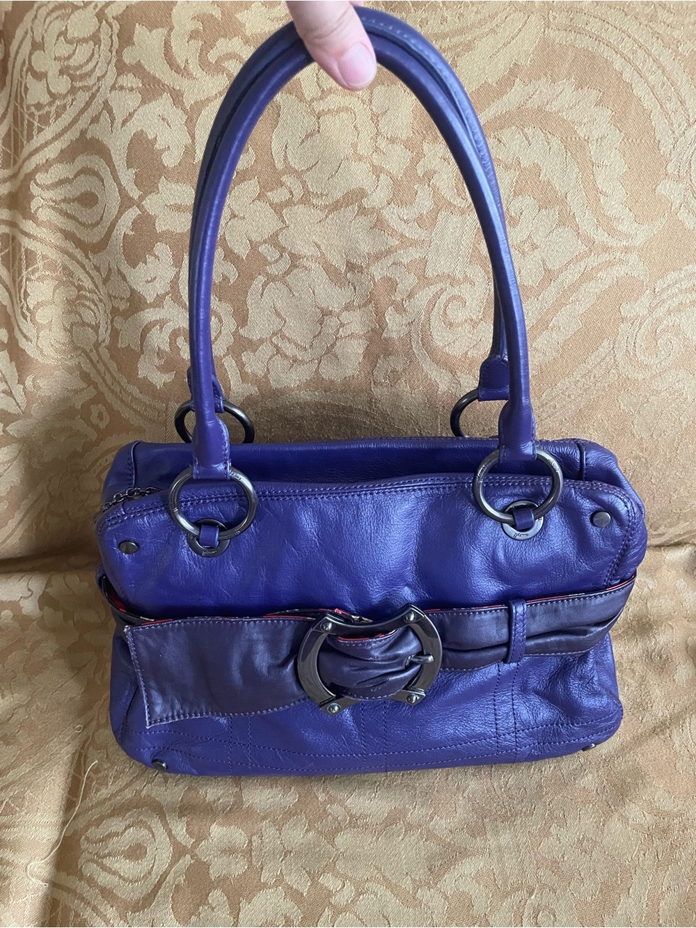 Bolzano Purple Leather Shoulder Bag - Classic Women's Satchel